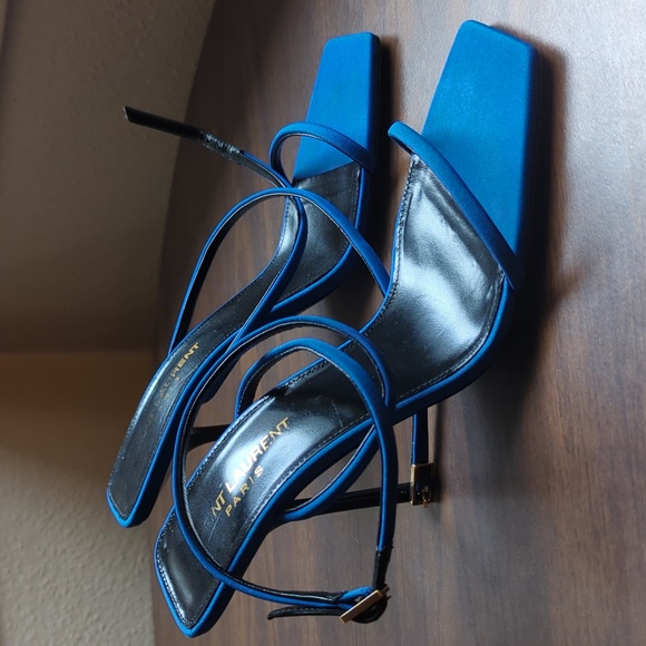 SAINT LAURENT Baliqua Sandals Blue Size 36.5 - Picture 2 of 14